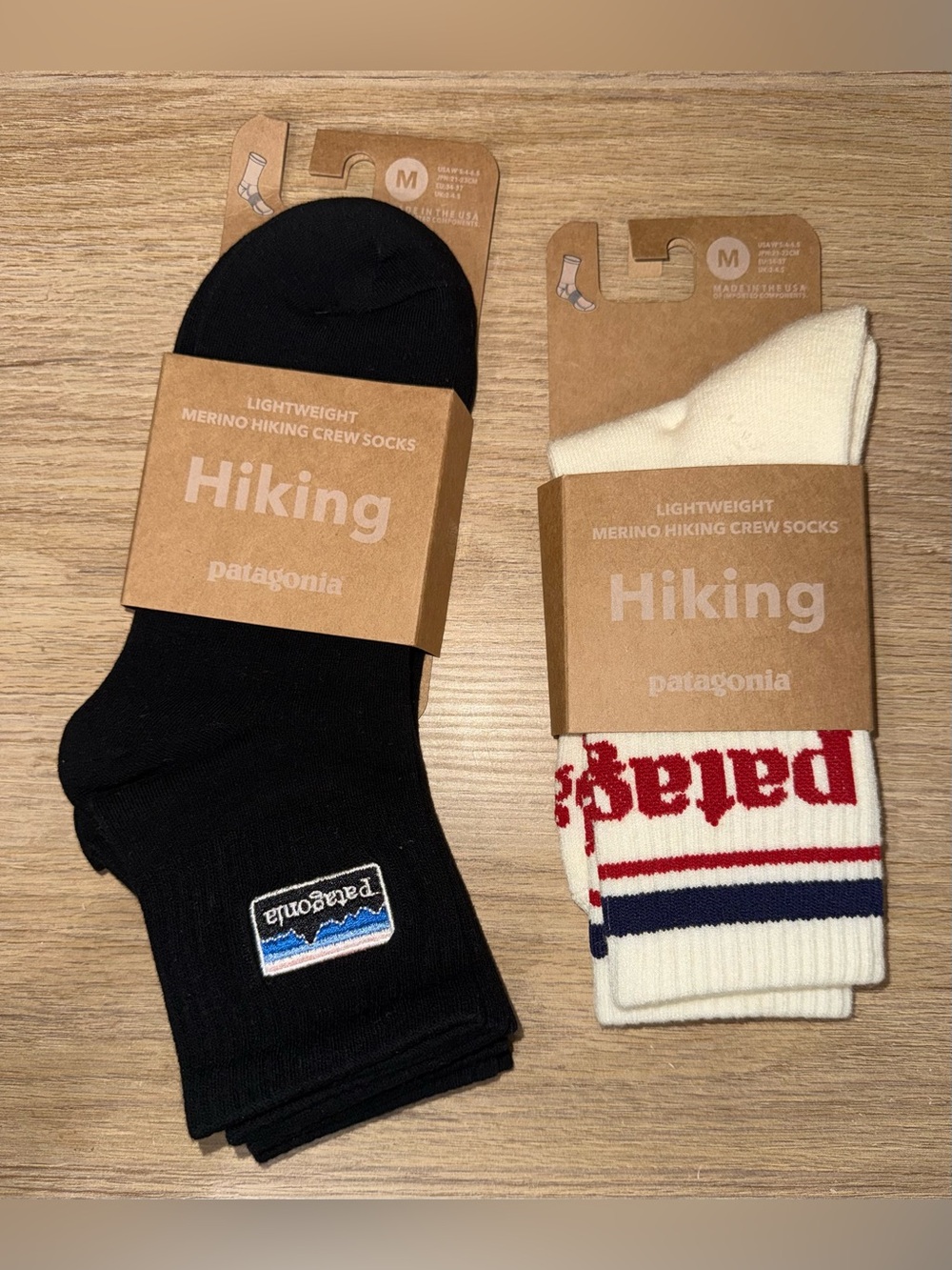NWT PATAGONIA Men’s Lightweight Merino Hiking Crew Socks.Pack of 2. Size Medium.